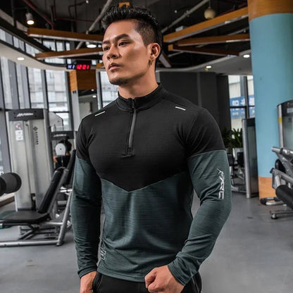 Mens Gym Compression Shirt Male Rashgard Fitness Long Sleeves Running Clothes Homme T Shirt Football Jersey Sportswear Dry Fit - Clothesfassion.store