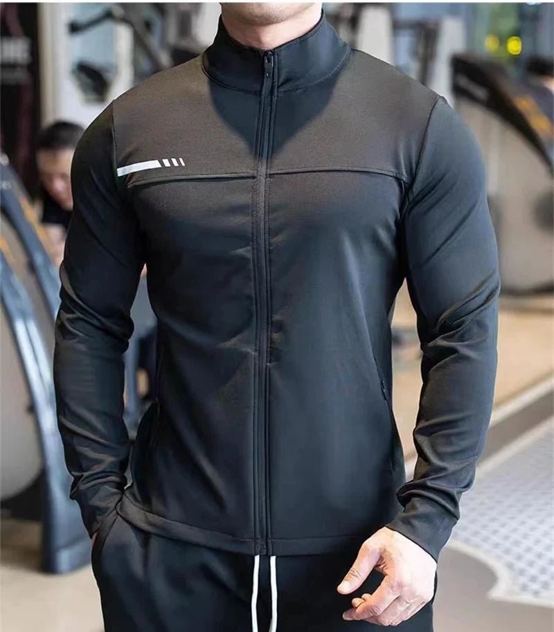 Mens Gym Fitness Tops Casual Jogging Sports Jacket Outdoor Workout Training Sweatshirt zipper Jacket Running Tights Men clothes - Clothesfassion.store