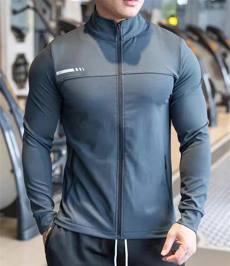 Mens Gym Fitness Tops Casual Jogging Sports Jacket Outdoor Workout Training Sweatshirt zipper Jacket Running Tights Men clothes - Clothesfassion.store