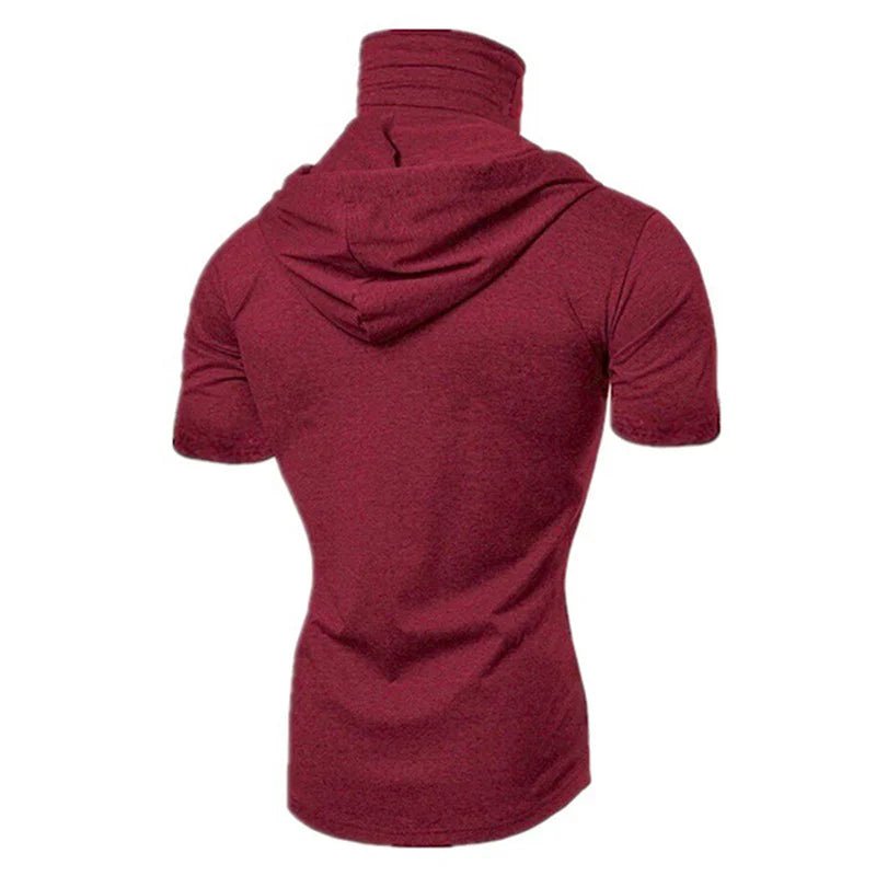 Mens Gym Thin Hoodie Short Sleeve Hoodies With Mask Sweatshirt Casual Splice Large Mask Hoodie Sweatshirt Hooded Tops Cycling - Clothesfassion.store