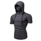 Mens Gym Thin Hoodie Short Sleeve Hoodies With Mask Sweatshirt Casual Splice Large Mask Hoodie Sweatshirt Hooded Tops Cycling - Clothesfassion.store