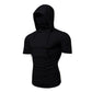 Mens Gym Thin Hoodie Short Sleeve Hoodies With Mask Sweatshirt Casual Splice Large Mask Hoodie Sweatshirt Hooded Tops Cycling - Clothesfassion.store