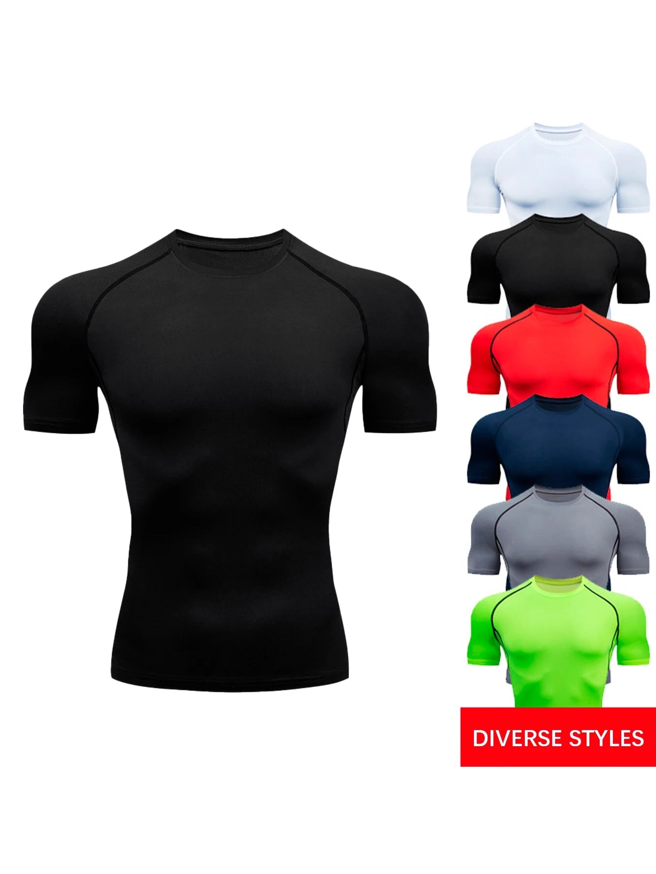 Men's Gym Training T Shirt, Outdoor, Jogging, Running Sportswear, Tight, Stretchy, Breathable Compression Top, Summer - Clothesfassion.store