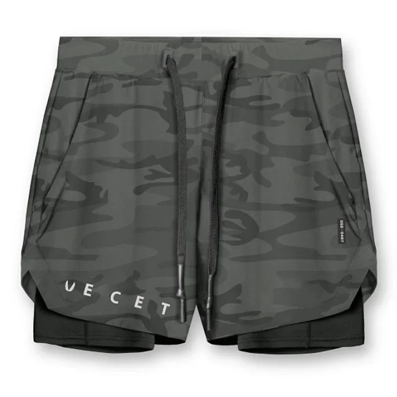Mens Gyms Fitness 2 in 1 Quick Dry Shorts Summer Running Bodybuilding Jogging Casual Short Pants Workout Male Basketball Bottoms - Clothesfassion.store