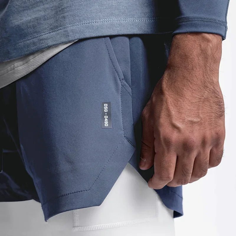Mens Gyms Fitness 2 in 1 Quick Dry Shorts Summer Running Bodybuilding Jogging Casual Short Pants Workout Male Basketball Bottoms - Clothesfassion.store