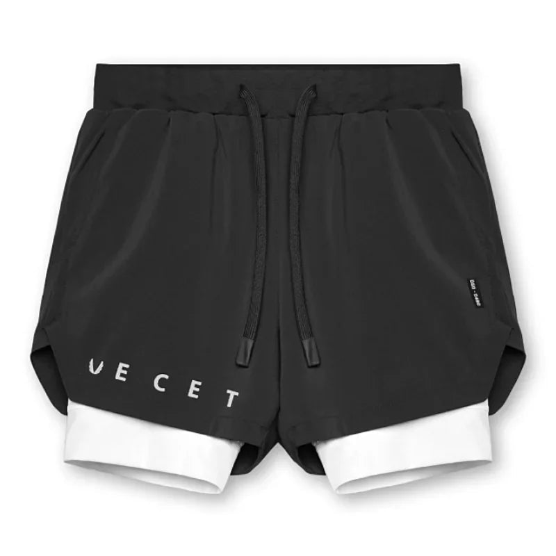 Mens Gyms Fitness 2 in 1 Quick Dry Shorts Summer Running Bodybuilding Jogging Casual Short Pants Workout Male Basketball Bottoms - Clothesfassion.store