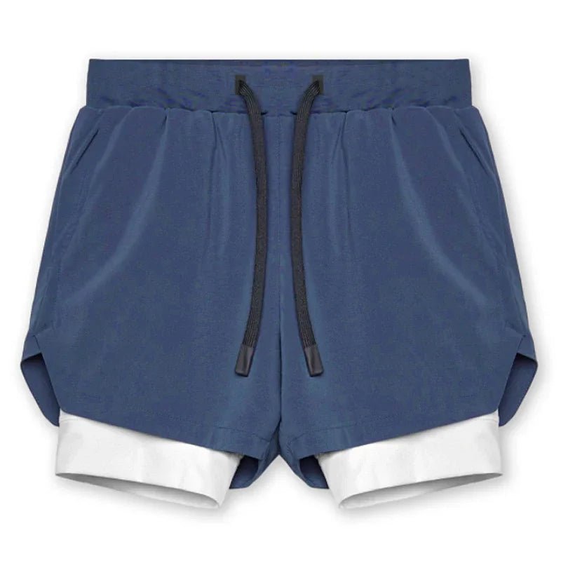 Mens Gyms Fitness 2 in 1 Quick Dry Shorts Summer Running Bodybuilding Jogging Casual Short Pants Workout Male Basketball Bottoms - Clothesfassion.store