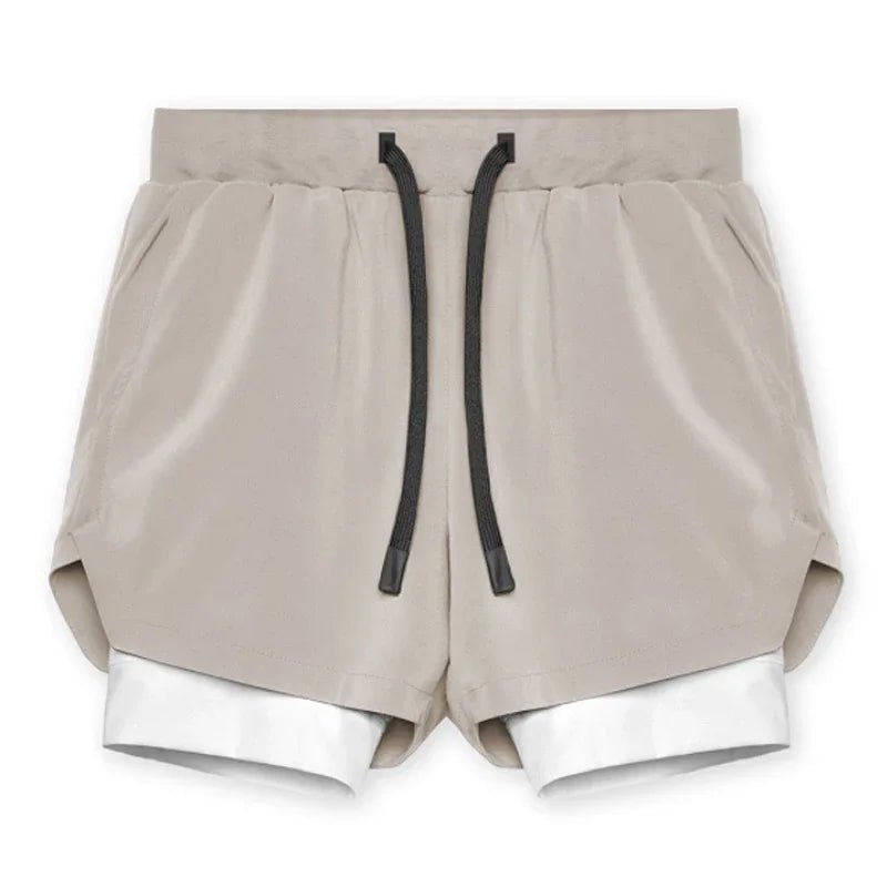 Mens Gyms Fitness 2 in 1 Quick Dry Shorts Summer Running Bodybuilding Jogging Casual Short Pants Workout Male Basketball Bottoms - Clothesfassion.store