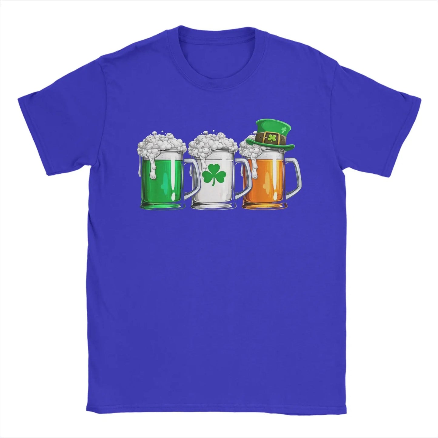 Men's Irish Beer Ireland Flag Saint Patricks Day T Shirts St Patricks Day Cotton Clothing Short Sleeve O Neck Tees T-Shirt - Clothesfassion.store