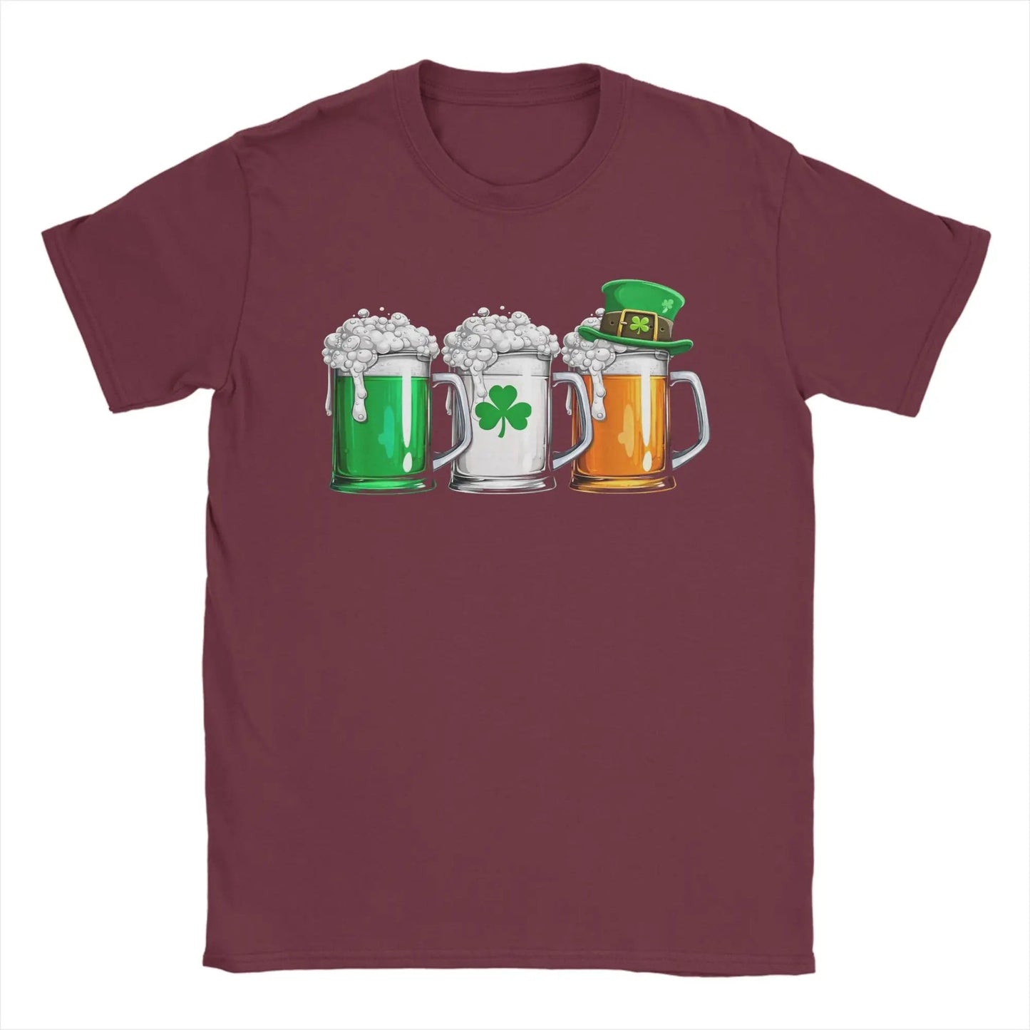 Men's Irish Beer Ireland Flag Saint Patricks Day T Shirts St Patricks Day Cotton Clothing Short Sleeve O Neck Tees T-Shirt - Clothesfassion.store
