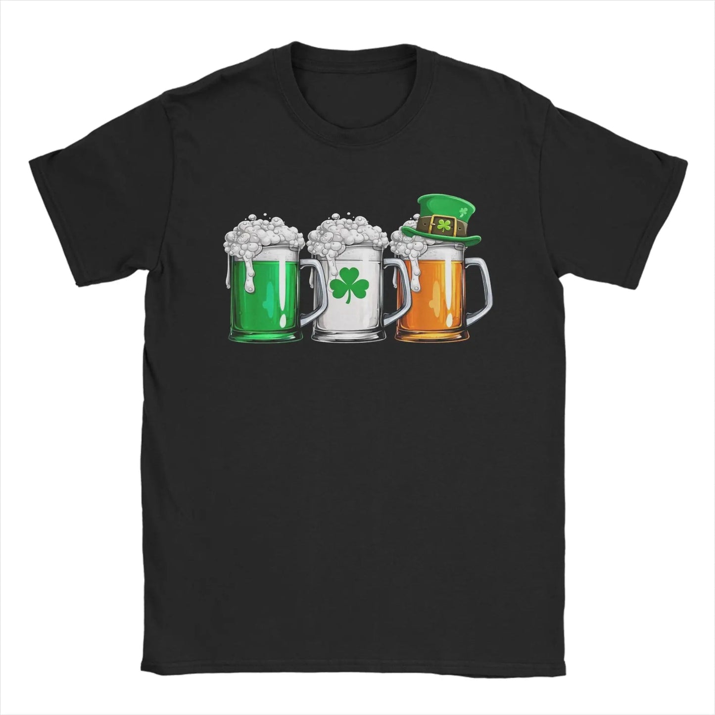 Men's Irish Beer Ireland Flag Saint Patricks Day T Shirts St Patricks Day Cotton Clothing Short Sleeve O Neck Tees T-Shirt - Clothesfassion.store