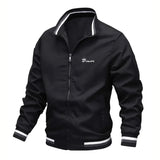 Men's Lightweight Jacket Casual Jacket Breathable Formal Home Spring Fall Stripe Fashion Classic Stand Collar Regular Jacket - Clothesfassion.store