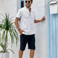 Men's Plus Size Cotton Linen Shirt with Pocket Casual Polo Shirt Short Sleeve Shirts Summer Lightweight Beach Tops - Clothesfassion.store