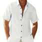 Men's Plus Size Short Sleeve Shirts Cotton Linen Henley Shirts Lightweight Vacation Collar Beach Shirts Hawaiian T Shirt - Clothesfassion.store