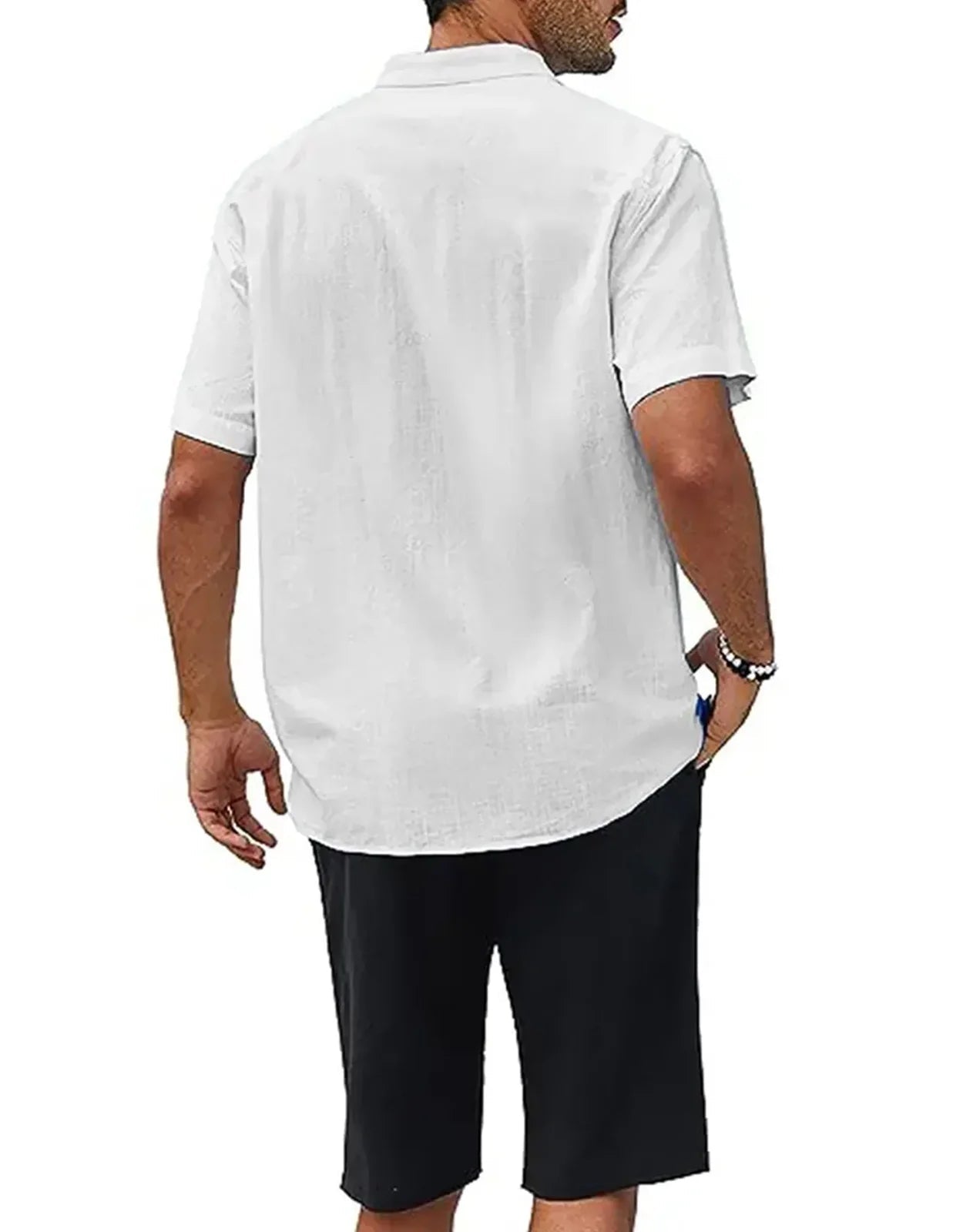 Men's Plus Size Short Sleeve Shirts Cotton Linen Henley Shirts Lightweight Vacation Collar Beach Shirts Hawaiian T Shirt - Clothesfassion.store