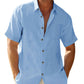 Men's Plus Size Short Sleeve Shirts Cotton Linen Henley Shirts Lightweight Vacation Collar Beach Shirts Hawaiian T Shirt - Clothesfassion.store