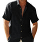 Men's Plus Size Short Sleeve Shirts Cotton Linen Henley Shirts Lightweight Vacation Collar Beach Shirts Hawaiian T Shirt - Clothesfassion.store