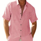 Men's Plus Size Short Sleeve Shirts Cotton Linen Henley Shirts Lightweight Vacation Collar Beach Shirts Hawaiian T Shirt - Clothesfassion.store