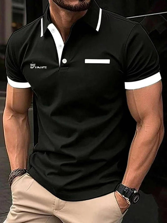 Men's Polo Shirt Golf Shirt Casual Sports Lapel Short Sleeve Fashion Basic Color Block Patchwork Summer Regular Fit Polo Shirt - Clothesfassion.store