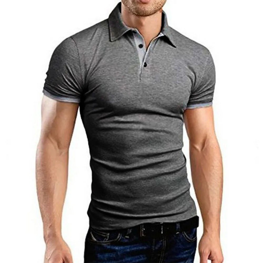 Men's Polo Shirt Short Sleeve Casual Slim Fit Color Blocking T-shirts England Style Streetwear Polos for Men's Fashion - Clothesfassion.store