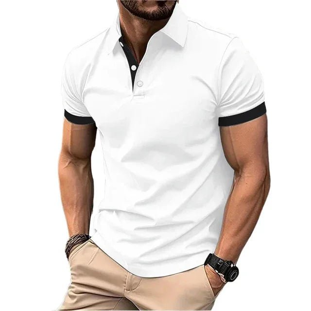 Men's Polo Shirt Short Sleeve Casual Slim Fit Color Blocking T-shirts England Style Streetwear Polos for Men's Fashion - Clothesfassion.store