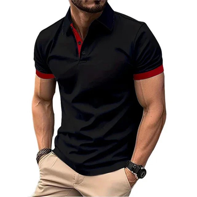 Men's Polo Shirt Short Sleeve Casual Slim Fit Color Blocking T-shirts England Style Streetwear Polos for Men's Fashion - Clothesfassion.store