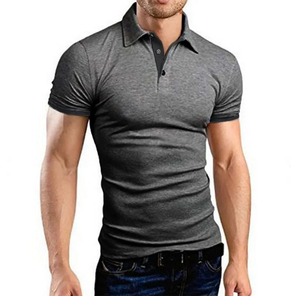 Men's Polo Shirt Short Sleeve Casual Slim Fit Color Blocking T-shirts England Style Streetwear Polos for Men's Fashion - Clothesfassion.store