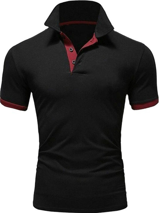 Men's Solid Color Short Sleeve T-Shirt Collar Polo Comfortable Breathable Fashion Basic Fit for Spring/Summer - Clothesfassion.store