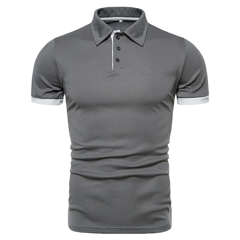 Men's Solid Color Short Sleeve T-Shirt Collar Polo Comfortable Breathable Fashion Basic Fit for Spring/Summer - Clothesfassion.store