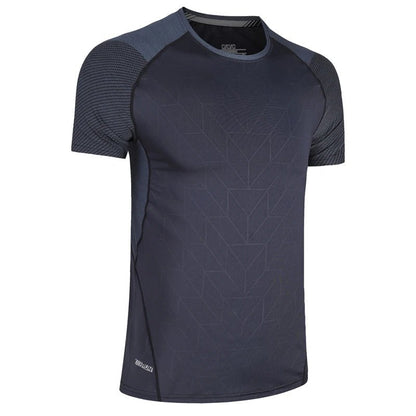 Mens Sport Tee Bodybuilding Gym Running Jogging Short Sleeves Fashion Patchwork Print Breathable Quick Drying Workout Shirts - Clothesfassion.store