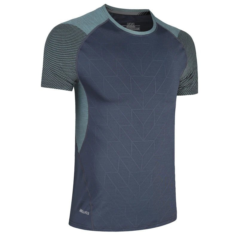 Mens Sport Tee Bodybuilding Gym Running Jogging Short Sleeves Fashion Patchwork Print Breathable Quick Drying Workout Shirts - Clothesfassion.store