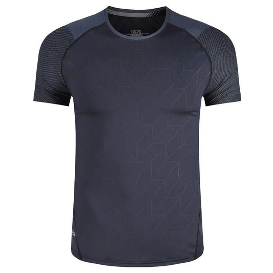 Mens Sport Tee Bodybuilding Gym Running Jogging Short Sleeves Fashion Patchwork Print Breathable Quick Drying Workout Shirts - Clothesfassion.store