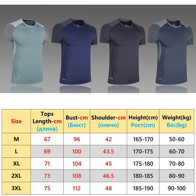Mens Sport Tee Bodybuilding Gym Running Jogging Short Sleeves Fashion Patchwork Print Breathable Quick Drying Workout Shirts - Clothesfassion.store