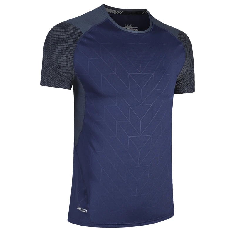 Mens Sport Tee Bodybuilding Gym Running Jogging Short Sleeves Fashion Patchwork Print Breathable Quick Drying Workout Shirts - Clothesfassion.store