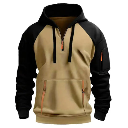 Men's Spring Autumn Sweatshirt Sweatshirt Sweatshirt Zipper Multi - Pocket Pullover Raglan Sleeve Sports Casual Fleece Sweatshirt - Clothesfassion.store