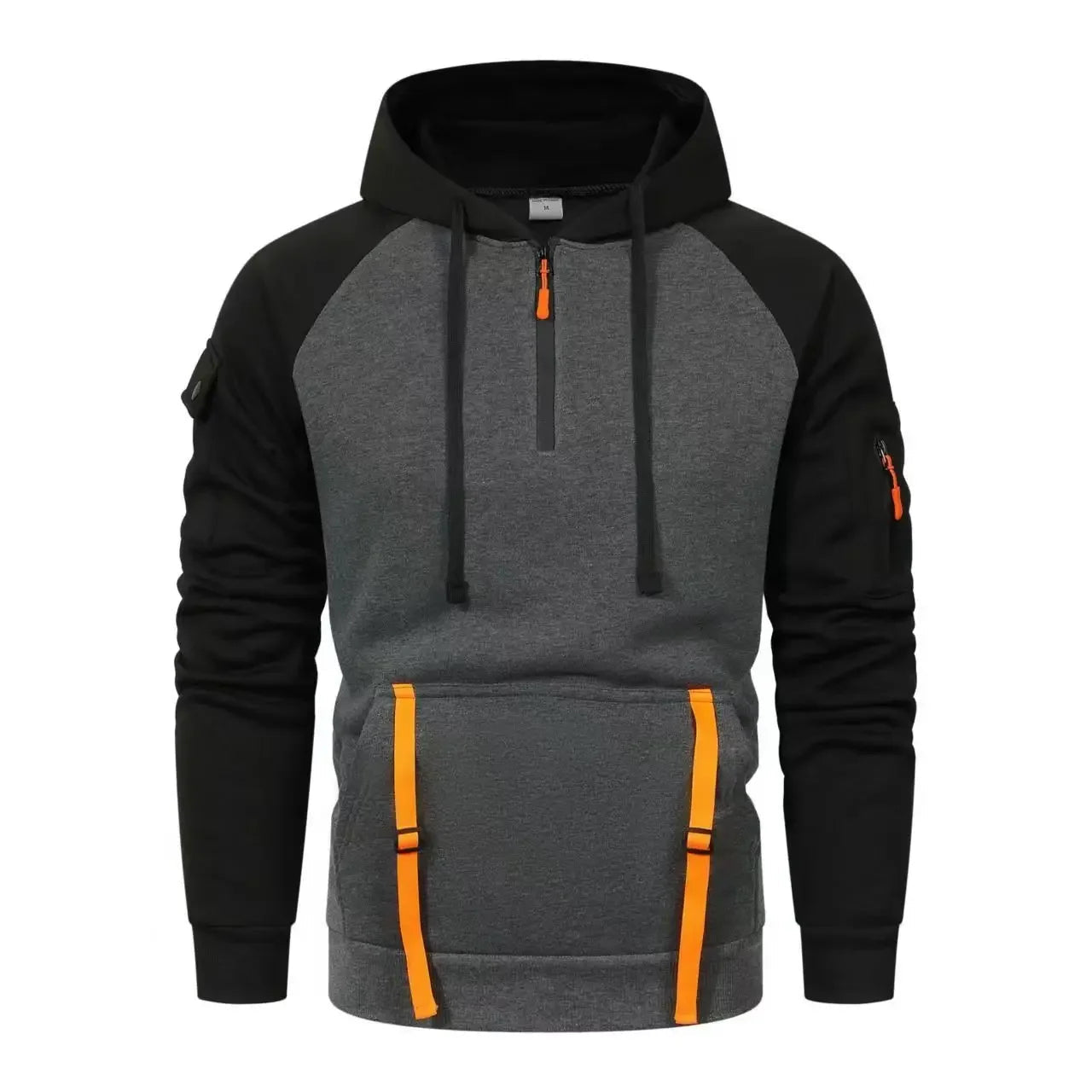 Men's Spring Autumn Sweatshirt Sweatshirt Sweatshirt Zipper Multi - Pocket Pullover Raglan Sleeve Sports Casual Fleece Sweatshirt - Clothesfassion.store