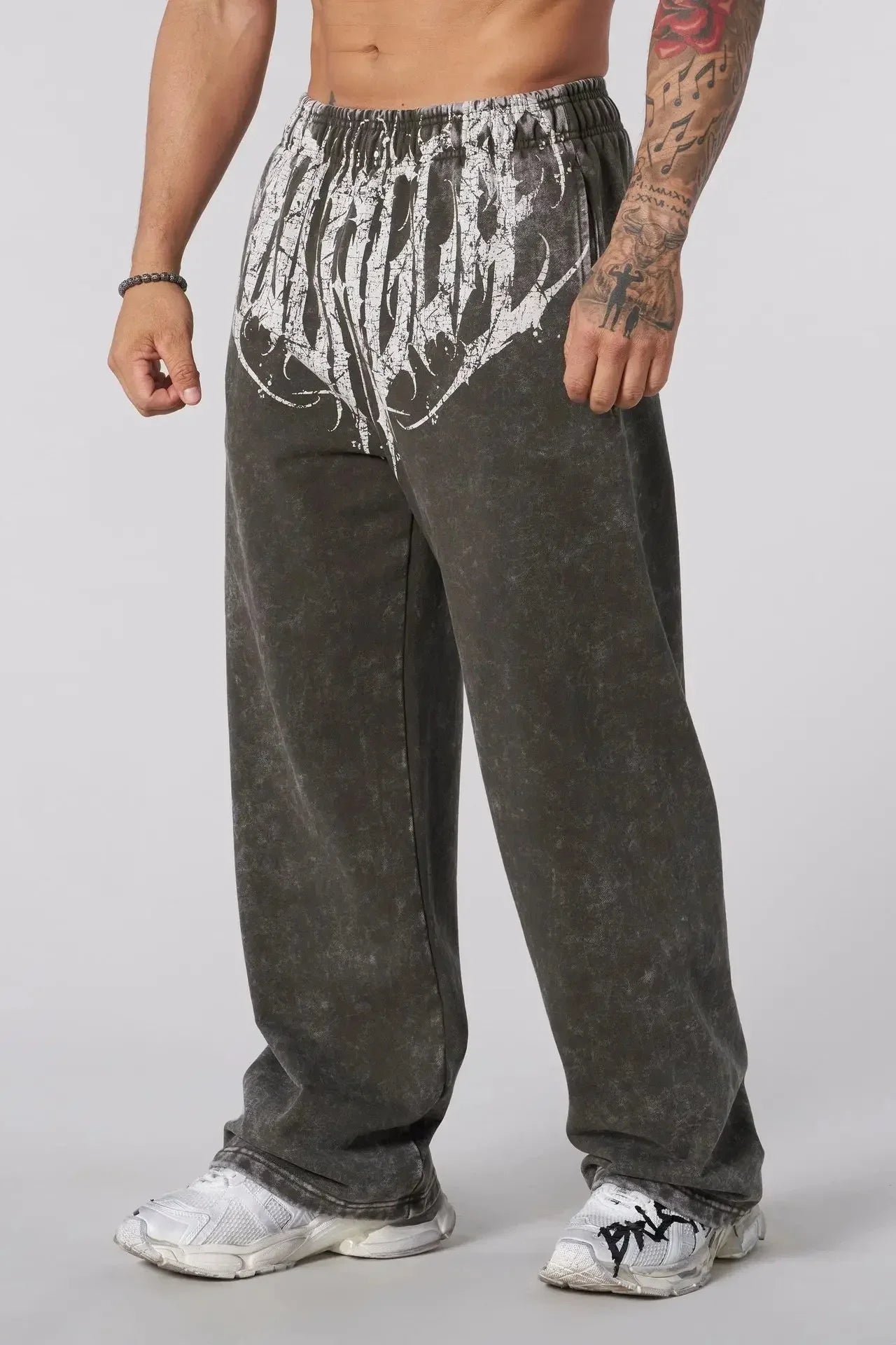 Men's straight legs wide pants fitness training casual sports outdoor running trousers fashion American style brand sports pants - Clothesfassion.store