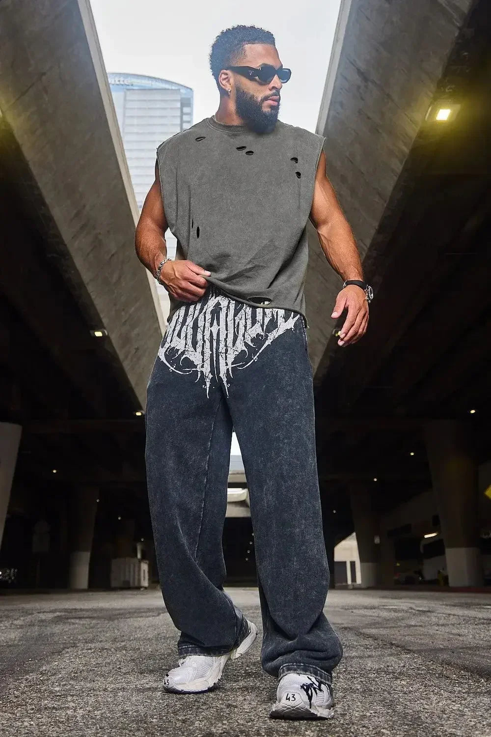 Men's straight legs wide pants fitness training casual sports outdoor running trousers fashion American style brand sports pants - Clothesfassion.store