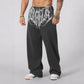 Men's straight legs wide pants fitness training casual sports outdoor running trousers fashion American style brand sports pants - Clothesfassion.store