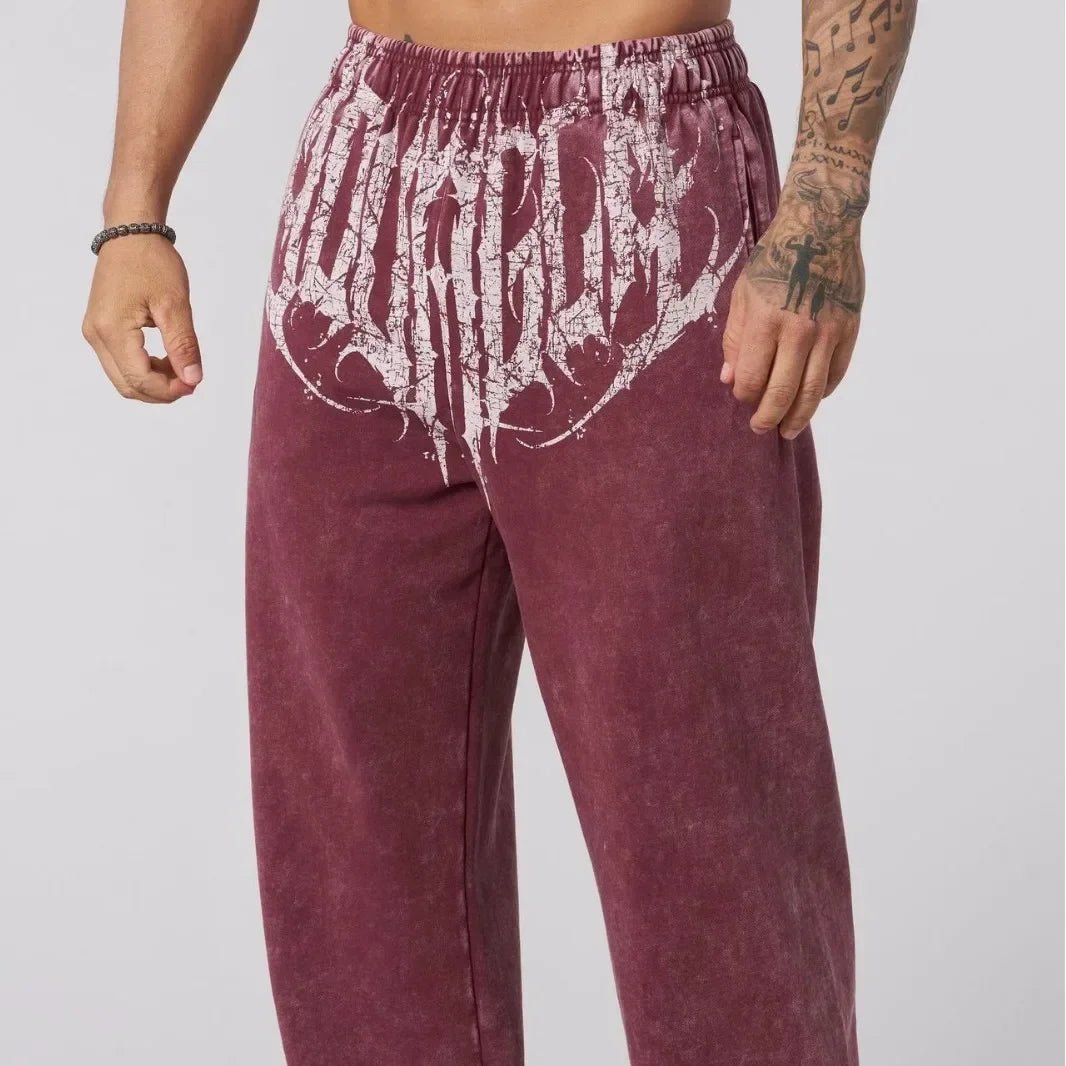Men's straight legs wide pants fitness training casual sports outdoor running trousers fashion American style brand sports pants - Clothesfassion.store