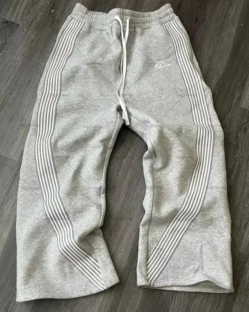 Men's straight legs wide pants fitness training casual sports outdoor running trousers fashion American style brand sports pants - Clothesfassion.store