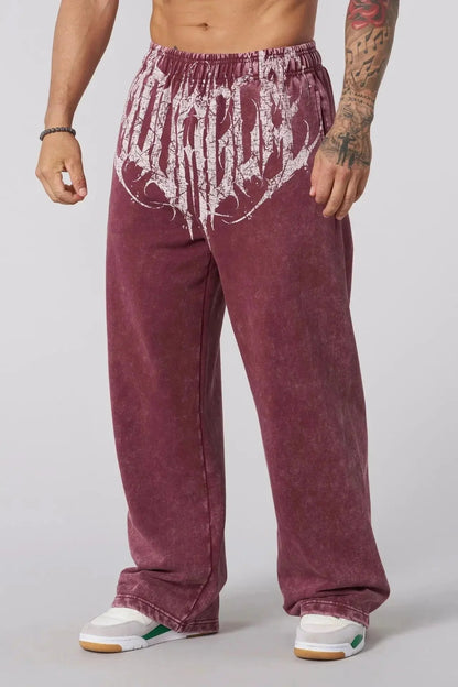 Men's straight legs wide pants fitness training casual sports outdoor running trousers fashion American style brand sports pants - Clothesfassion.store
