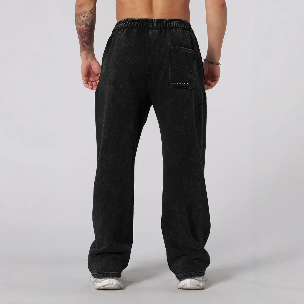 Men's straight legs wide pants fitness training casual sports outdoor running trousers fashion American style brand sports pants - Clothesfassion.store