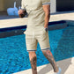 Men's Summer Short Sleeve Suit Polo Shirt Short Sleeve Shorts Athleisure Two - Piece Set Suitable For Everyday Travel - Clothesfassion.store
