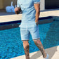 Men's Summer Short Sleeve Suit Polo Shirt Short Sleeve Shorts Athleisure Two - Piece Set Suitable For Everyday Travel - Clothesfassion.store