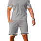 Men's Summer Short Sleeve Suit Polo Shirt Short Sleeve Shorts Athleisure Two - Piece Set Suitable For Everyday Travel - Clothesfassion.store