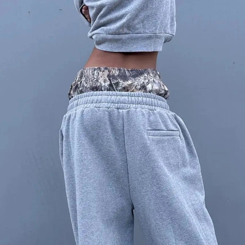 Men's Y2K retro sports pants with embroidered camouflage patterns on double cuffs, suitable for both men and women, loose pants, - Clothesfassion.store