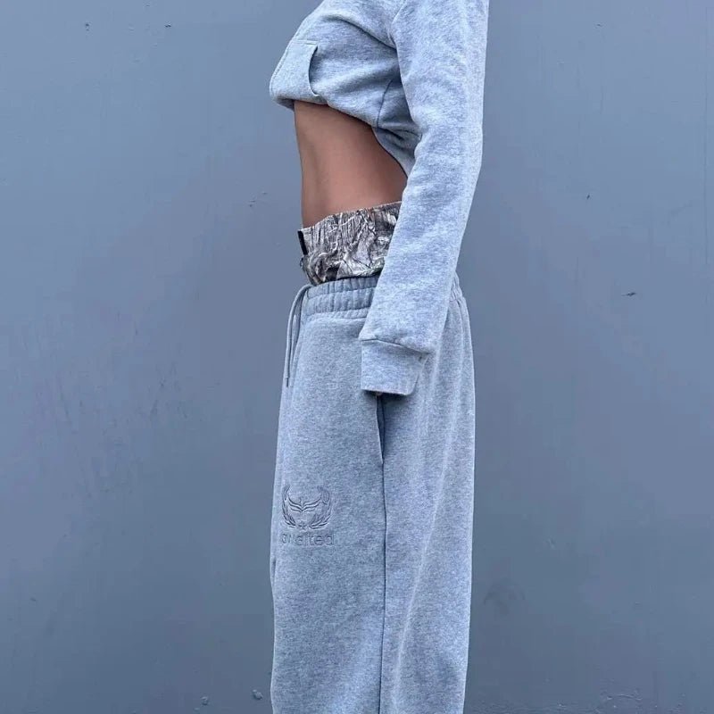 Men's Y2K retro sports pants with embroidered camouflage patterns on double cuffs, suitable for both men and women, loose pants, - Clothesfassion.store