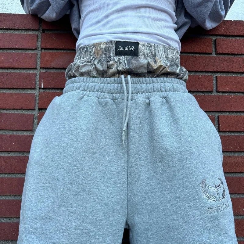 Men's Y2K retro sports pants with embroidered camouflage patterns on double cuffs, suitable for both men and women, loose pants, - Clothesfassion.store