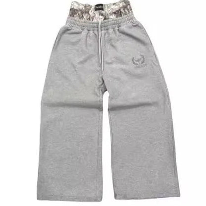Men's Y2K retro sports pants with embroidered camouflage patterns on double cuffs, suitable for both men and women, loose pants, - Clothesfassion.store